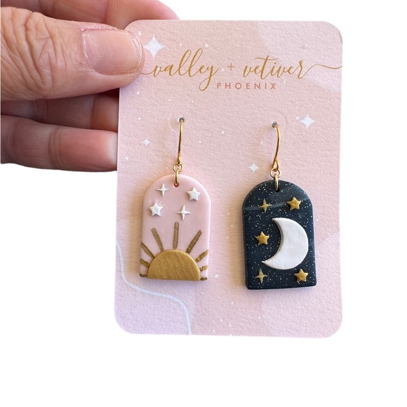 Valley and Vetiver Sun and Moon Drop earrings - Picture 4 of 5